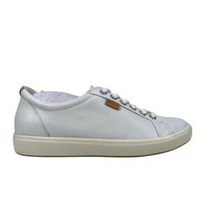 Ecco Soft 7 Casual Sneaker Womens 8 8.5 EU 39 Nubuck Leather White Lace Up